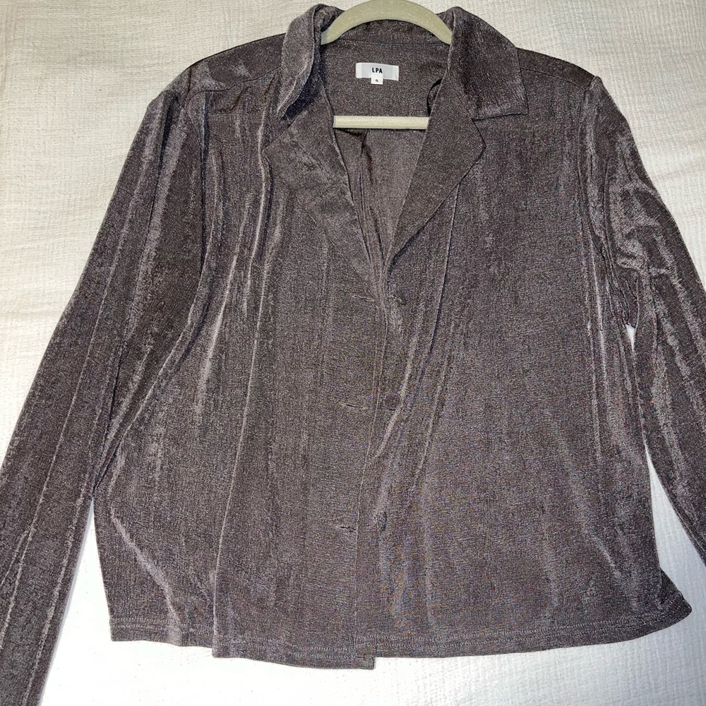 shimmery/somewhat sheer LPA button down. NEVER WORN!